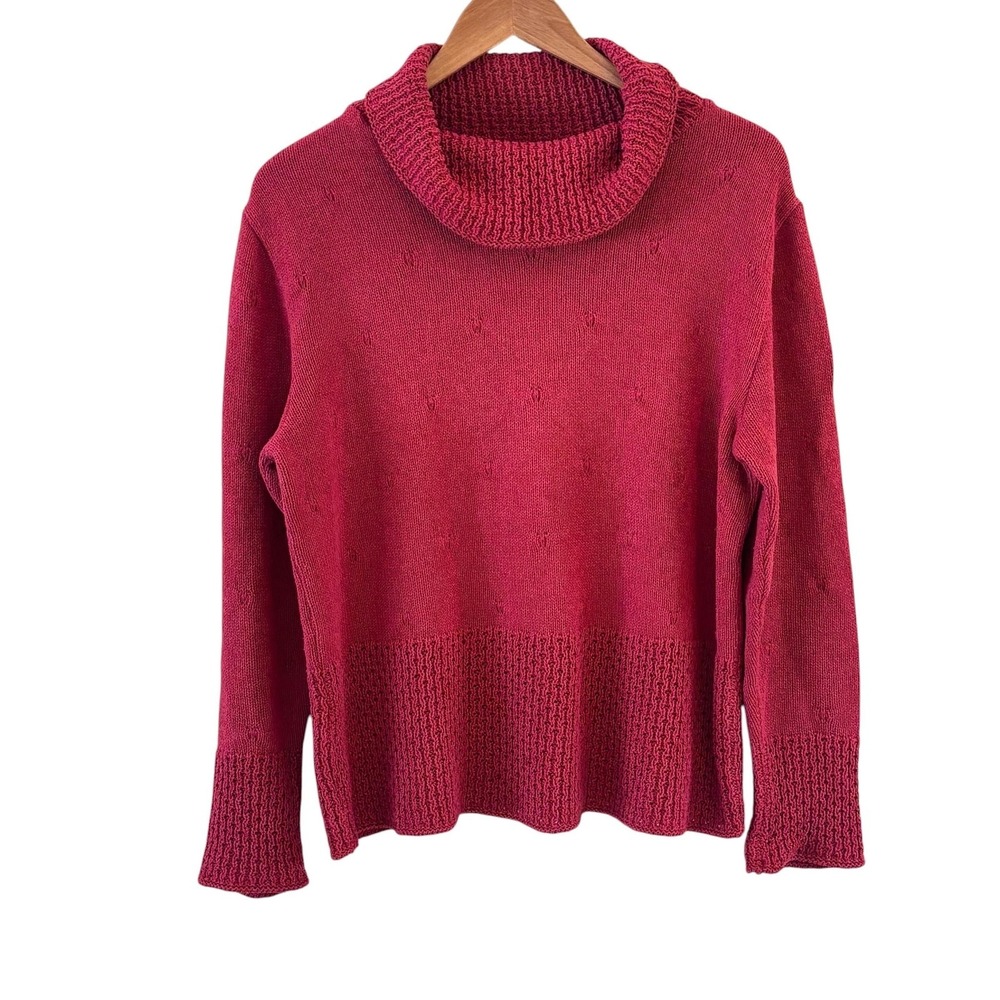 Roisin McCarthy Celtic Designs Cowl Neck Sweater Womens L Red Classic Preppy